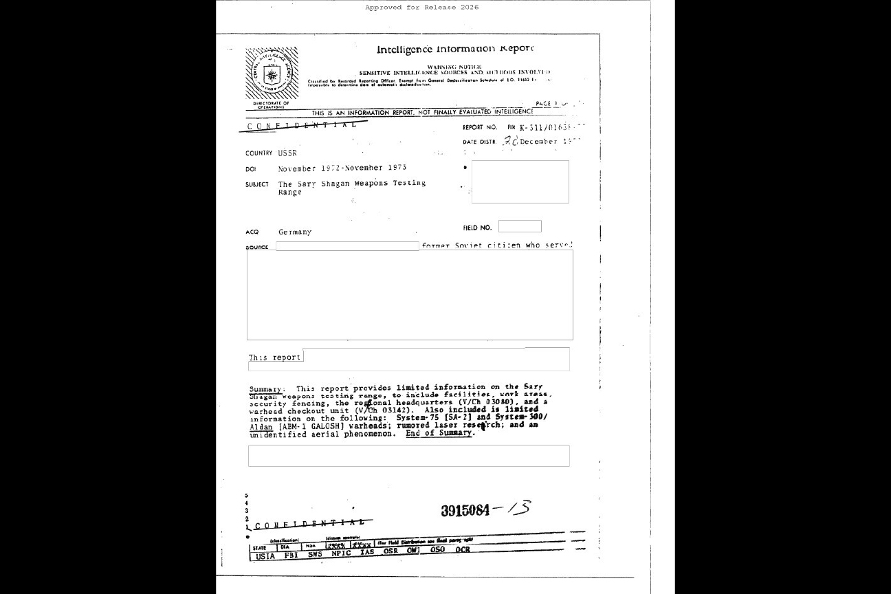 CIA · R02 · Intelligence Information Report, USSR, 1973